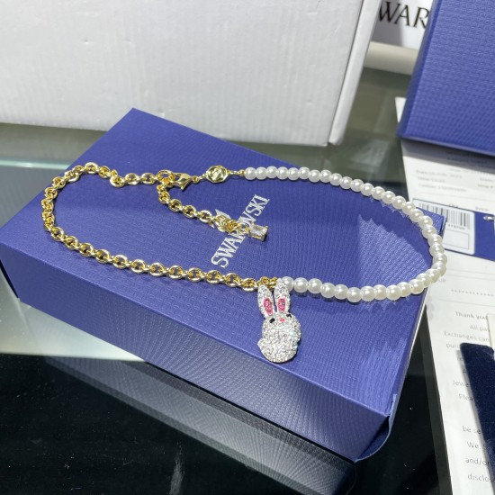 Swarovski Zodiac Rabbit Pendant 5647970 White Yellow Necklace L41cm