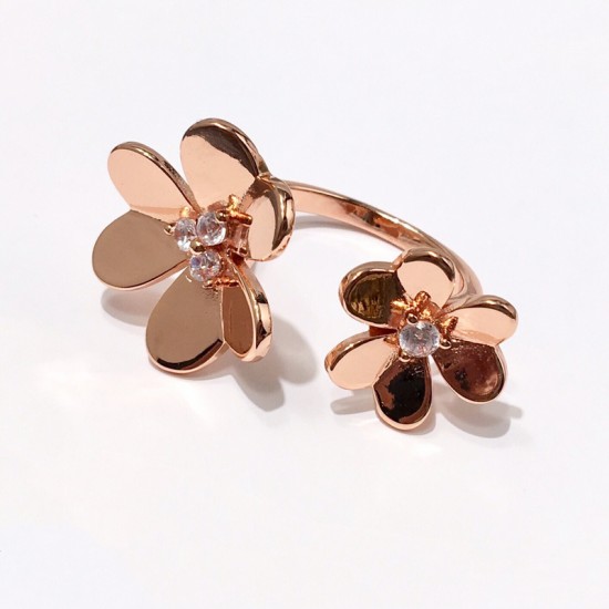 Van Cleef & Arpels Frivole Rose Gold And Silver/Yellow Gold VCA Rings 3 Colors