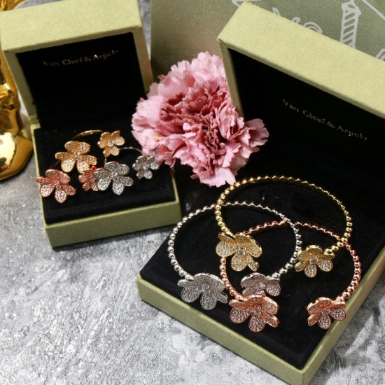 Van Cleef & Arpels Frivole Silver Rose Gold Bracelets