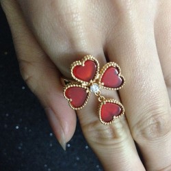 Van Cleef & Arpels Sweet Alhambra Of Black/Red VCA Rings 2 Colors 