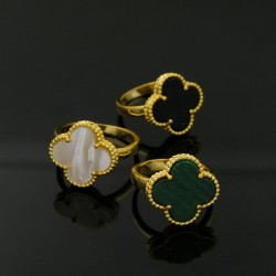 Van Cleef & Arpels Sweet Alhambra Of Gold Silver/Black Green VCA Rings 3 Colors 