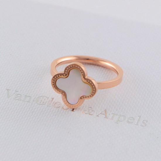 Van Cleef & Arpels Sweet Alhambra Of Rose Gold/Black Silver VCA Rings 6 Colors