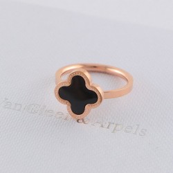 Van Cleef & Arpels Sweet Alhambra Of Rose Gold/Black Silver VCA Rings 6 Colors 