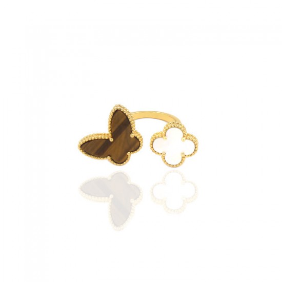 Van Cleef & Arpels Two Butterfly Of Gold Blue/Gold Silver VCA Rings 3 Colors