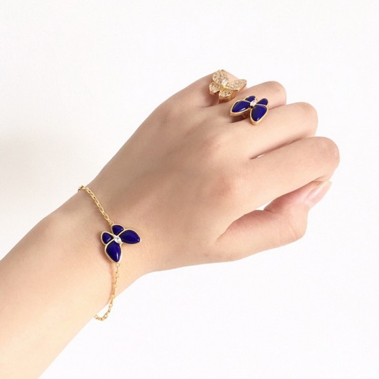 Van Cleef & Arpels Two Butterfly Of Gold Silver/Blue VCA Rings 2 Colors