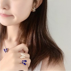 Van Cleef & Arpels Two Butterfly Of Gold Silver/Blue VCA Rings 2 Colors 