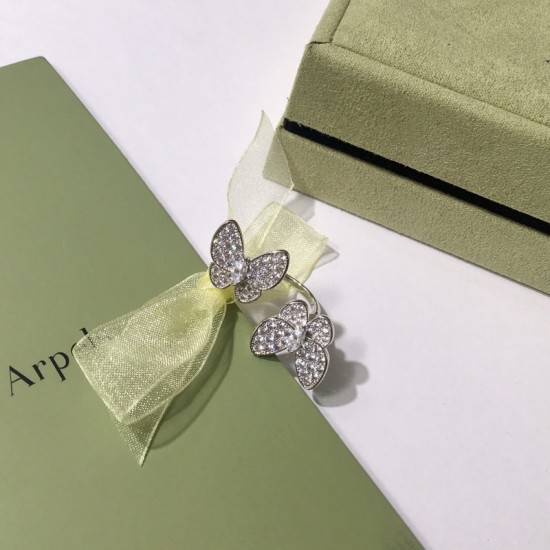 Van Cleef & Arpels Two Butterfly Of Gold/Silver/Green/Pink VCA Rings 4 Colors