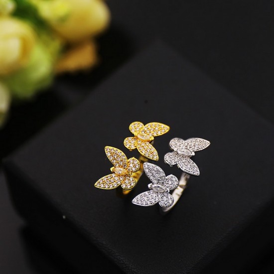 Van Cleef & Arpels Two Butterfly Of Gold/Silver VCA Rings 2 Colors