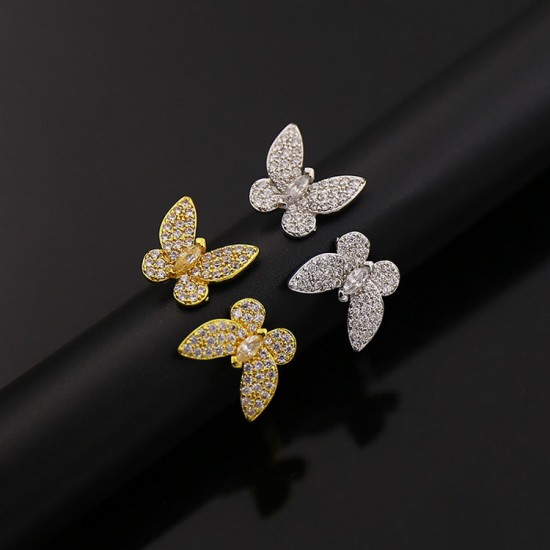 Van Cleef & Arpels Two Butterfly Of Gold/Silver VCA Rings 2 Colors