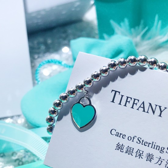 Tiffany Return To Tiffany Bead Bracelet Sterling Silver Blue