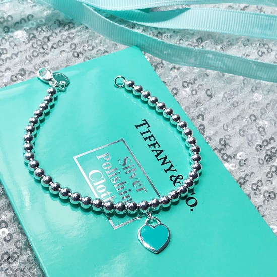 Tiffany Return To Tiffany Bead Bracelet Sterling Silver Blue