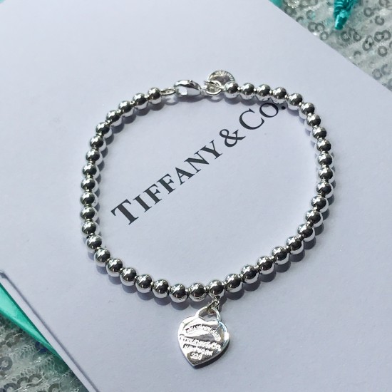 Tiffany Return To Tiffany Bead Bracelet Sterling Silver Blue