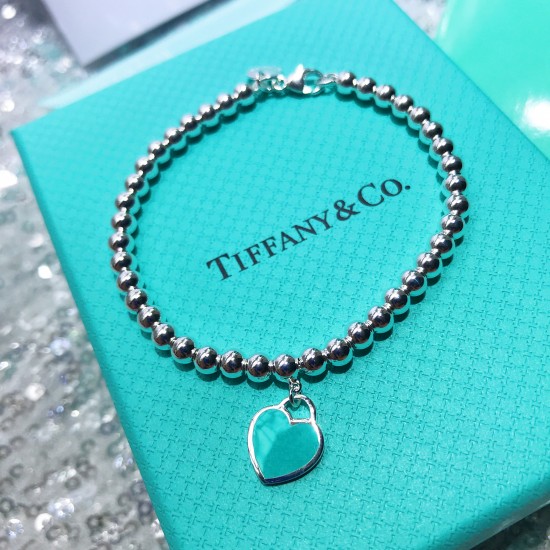 Tiffany Return To Tiffany Bead Bracelet Sterling Silver Blue