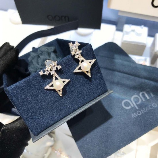 APM Monaco Silver Star Pearl Earrings W Jewelry