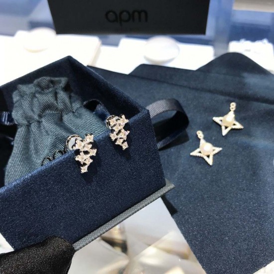 APM Monaco Silver Star Pearl Earrings W Jewelry