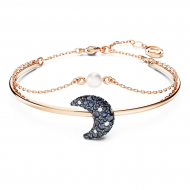 Swarovski Bangle Bracelet in Rose Gold Tone with Moon Charm