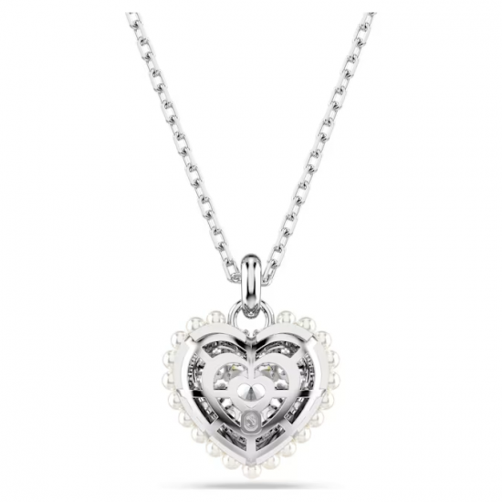 Affordable Swarovski Hyperbola Heart Pendant in White, Rhodium-Plated